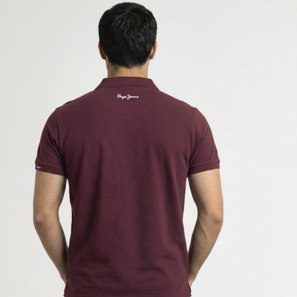 BST161 - Pepe Jeans Milano Polo T-Shirt - Wine back view