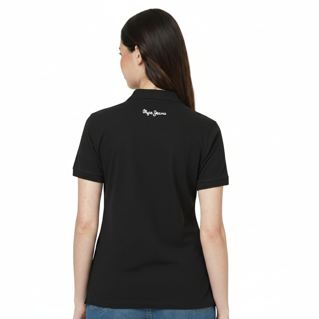 BST162 - Pepe Jeans Ella Polo T-Shirt - Black back view