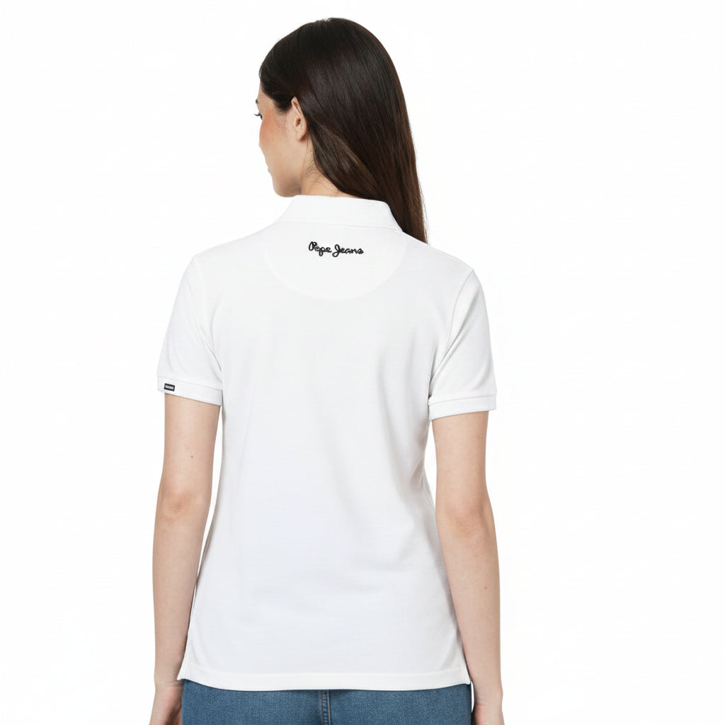 BST162 - Pepe Jeans Ella Polo T-Shirt - White back view