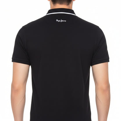BST164 - Pepe Jeans Madrid Tipping Polo T-Shirt - Black back view