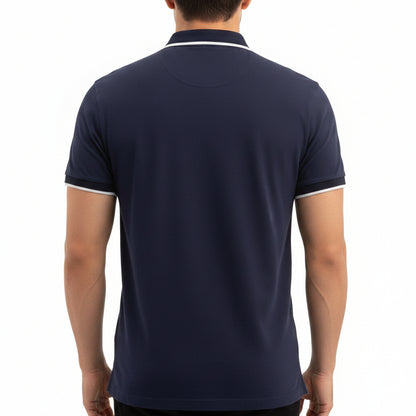 BST164 - Pepe Jeans Madrid Tipping Polo T-Shirt - Navy Blue back view