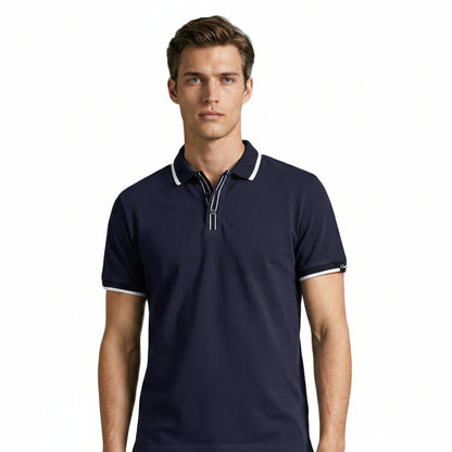 BST164 - Pepe Jeans Madrid Tipping Polo T-Shirt - Navy Blue front view