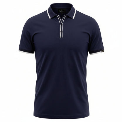 BST164 - Pepe Jeans Madrid Tipping Polo T-Shirt - Navy Blue product view