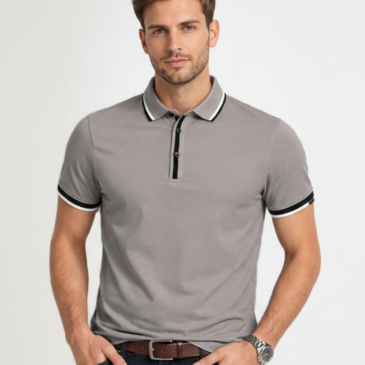 BST164 - Pepe Jeans Madrid Tipping Polo T-Shirt - Grey front view