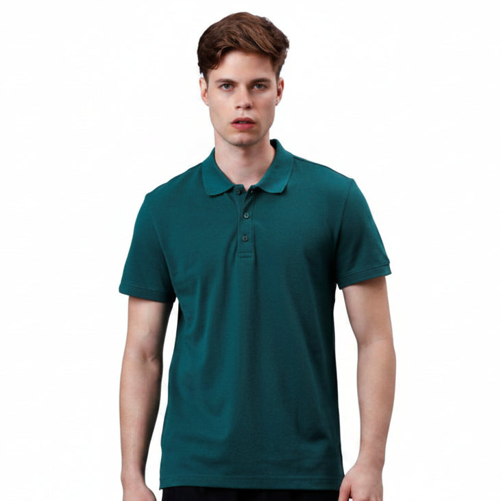 BST170 - Adidas HI Poly Cotton Polo T-Shirt - Green front view