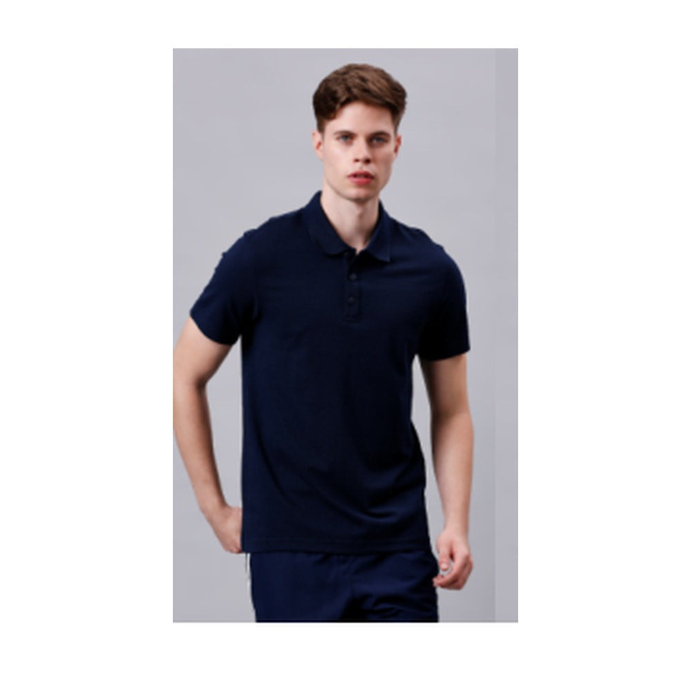 BST170 - Adidas HI Poly Cotton Polo T-Shirt - Navy front view