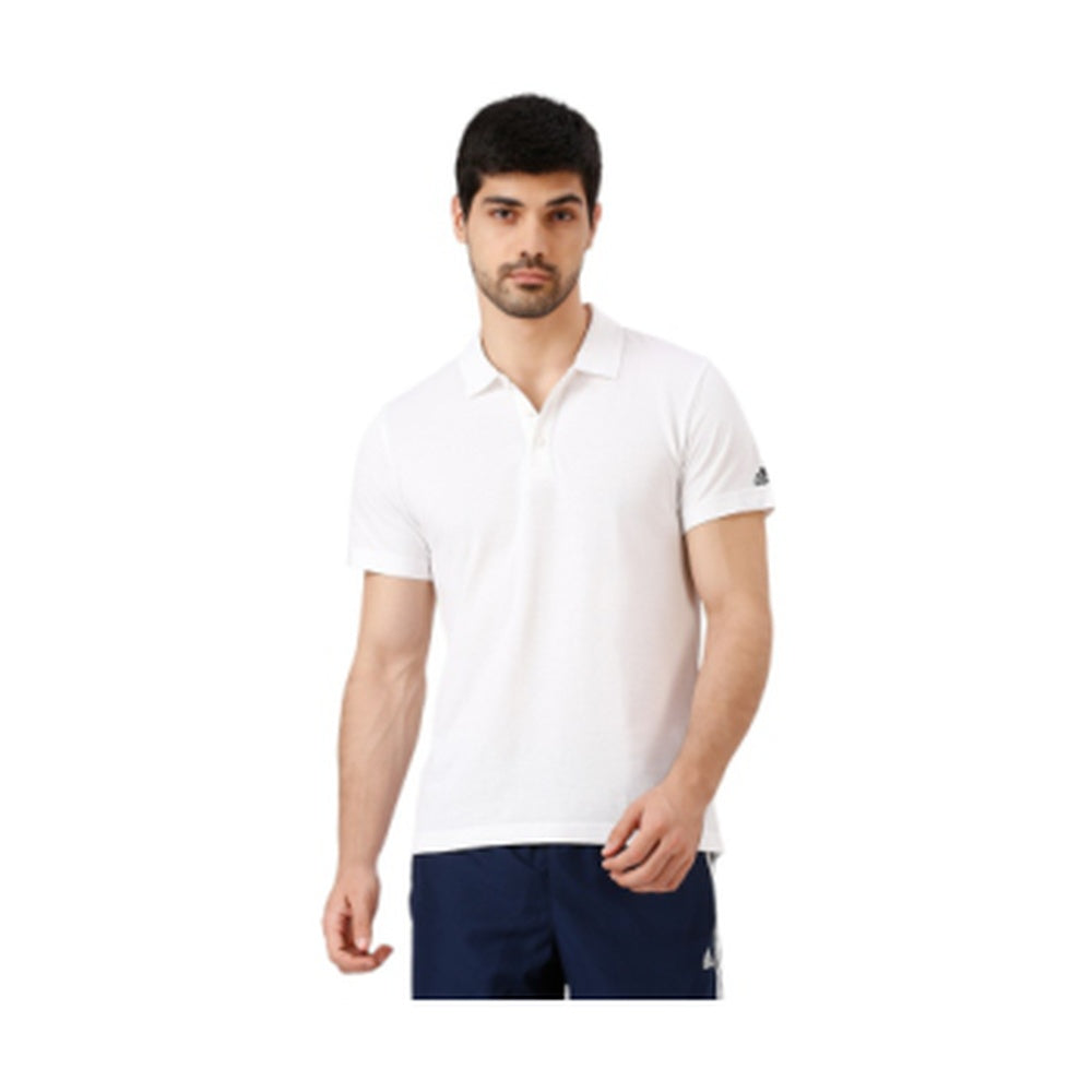 BST170 - Adidas HI Poly Cotton Polo T-Shirt - White front view