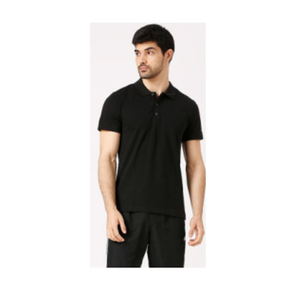 BST170 - Adidas HI Poly Cotton Polo T-Shirt - Black front view