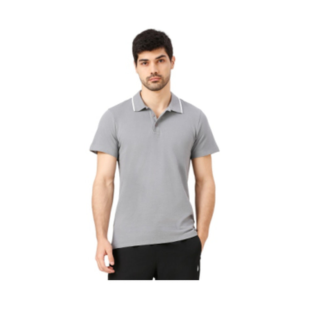 BST172 - Adidas 100% Cotton Tipping Polo T-Shirt - Grey front view