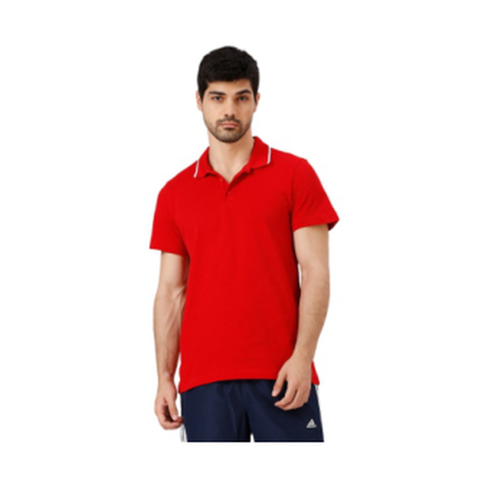 BST172 - Adidas 100% Cotton Tipping Polo T-Shirt - Red front view