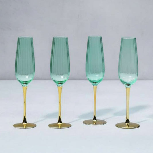 CD167-Nicobar-Emerald Champagne Flute (Set of 4)