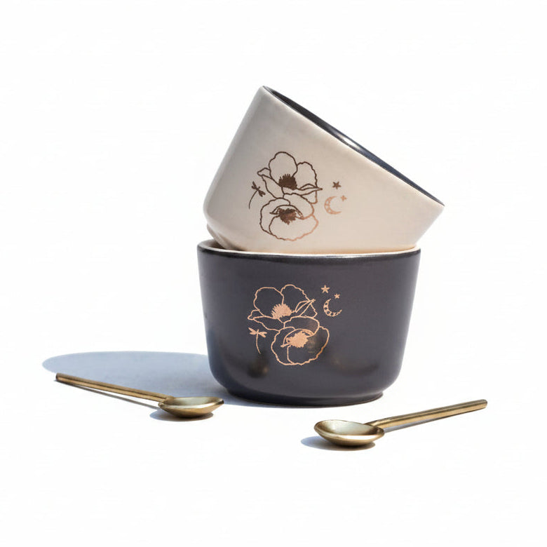 CD173-Nicobar-Poppy Bowls with Spoons (Set of 2)