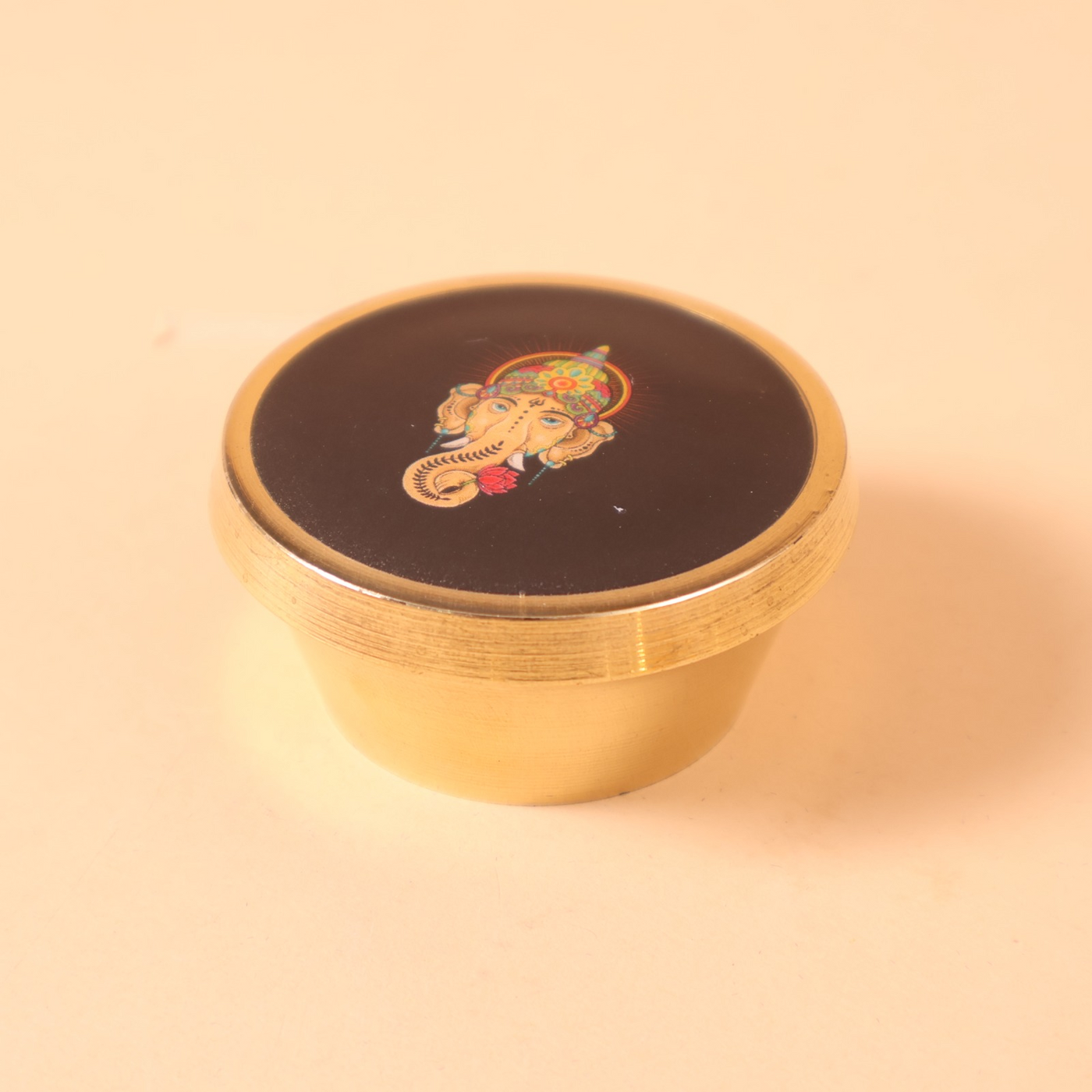 CD271 black Ganesha motif round box