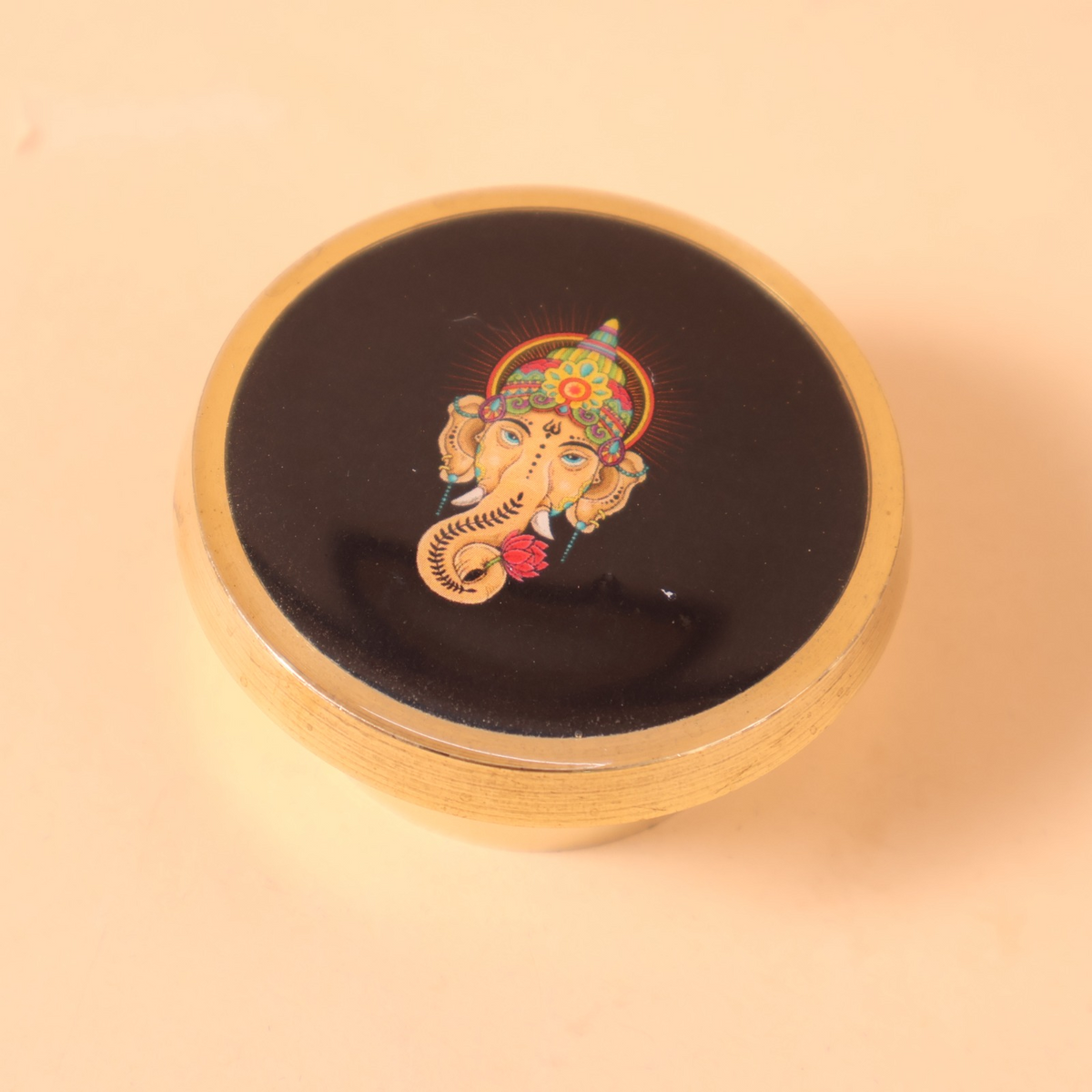 CD271 black Ganesha motif round box alternate view