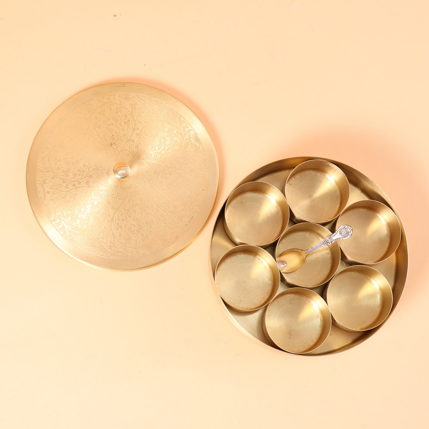 CD274 brass spice box open view