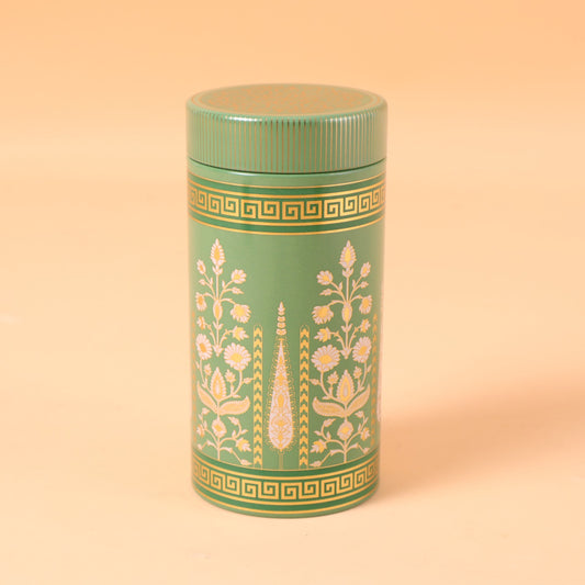 CD294 - Green Floral Decorative Canister