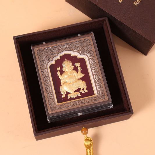 CD298 - Gold-Plated Ganesha Frame with Gift Box image 2