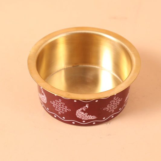 CD299 - Red Enamel Brass Bowl and Tumbler Set image 1