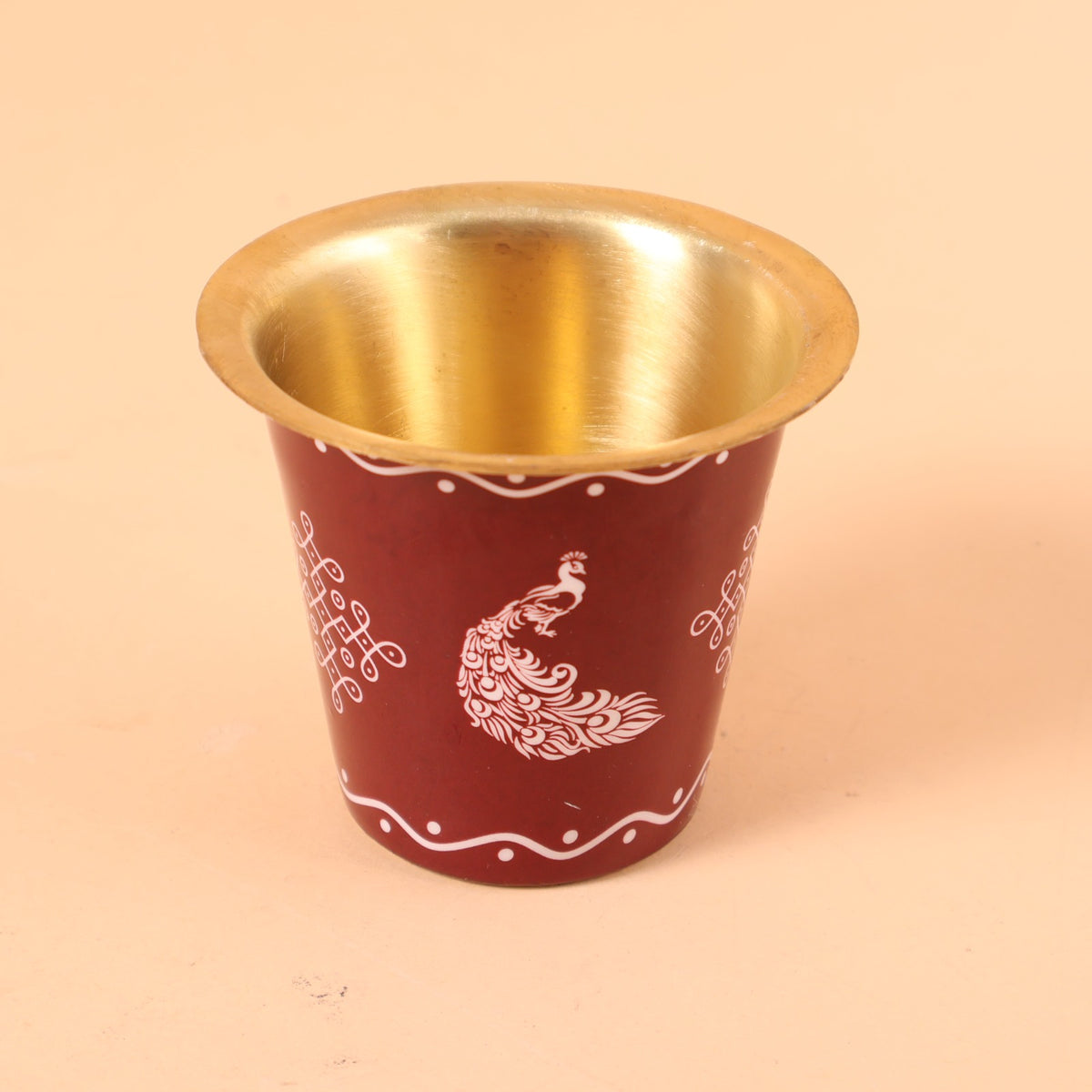 CD299 - Red Enamel Brass Bowl and Tumbler Set image 2
