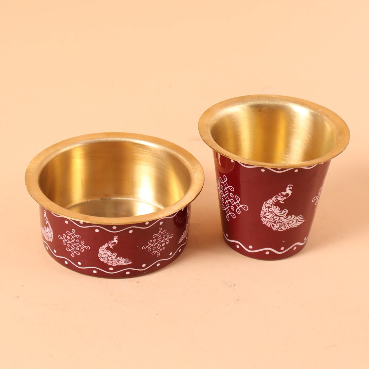 CD299 - Red Enamel Brass Bowl and Tumbler Set image 3