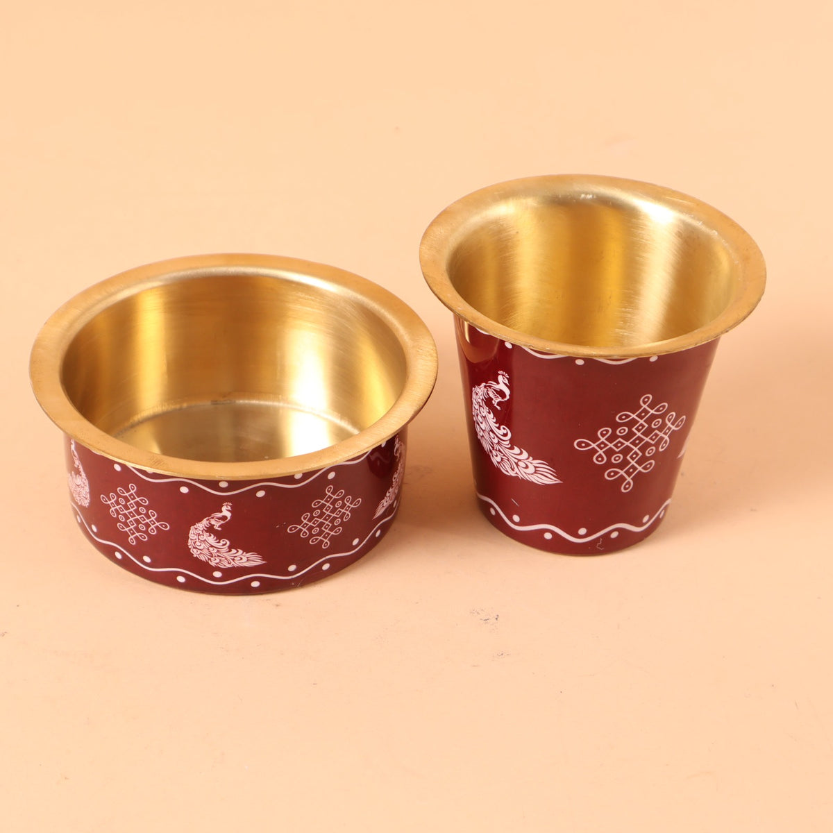 CD299 - Red Enamel Brass Bowl and Tumbler Set image 4