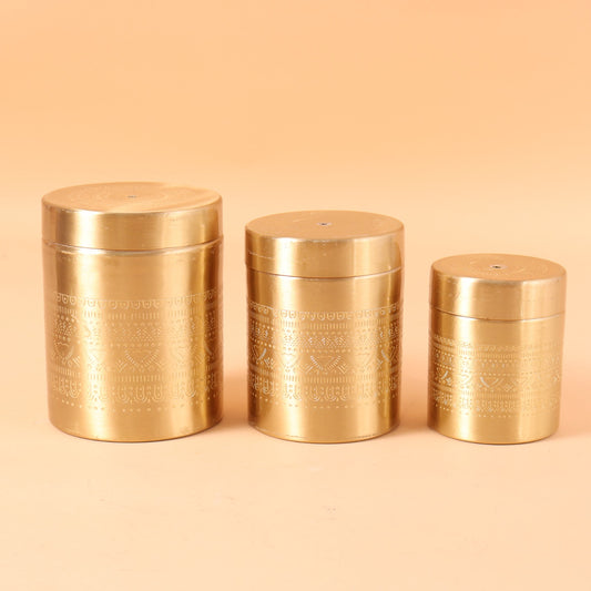 CD301 - Engraved Brass Canister Set of 3 image 1