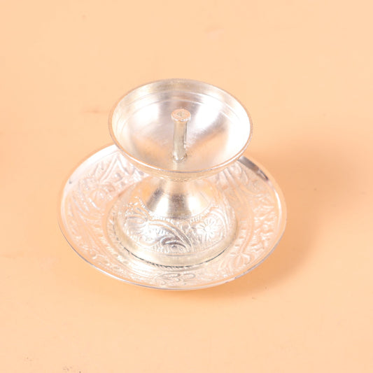 CD305 - Silver Diya and Plate Gift Set image 1