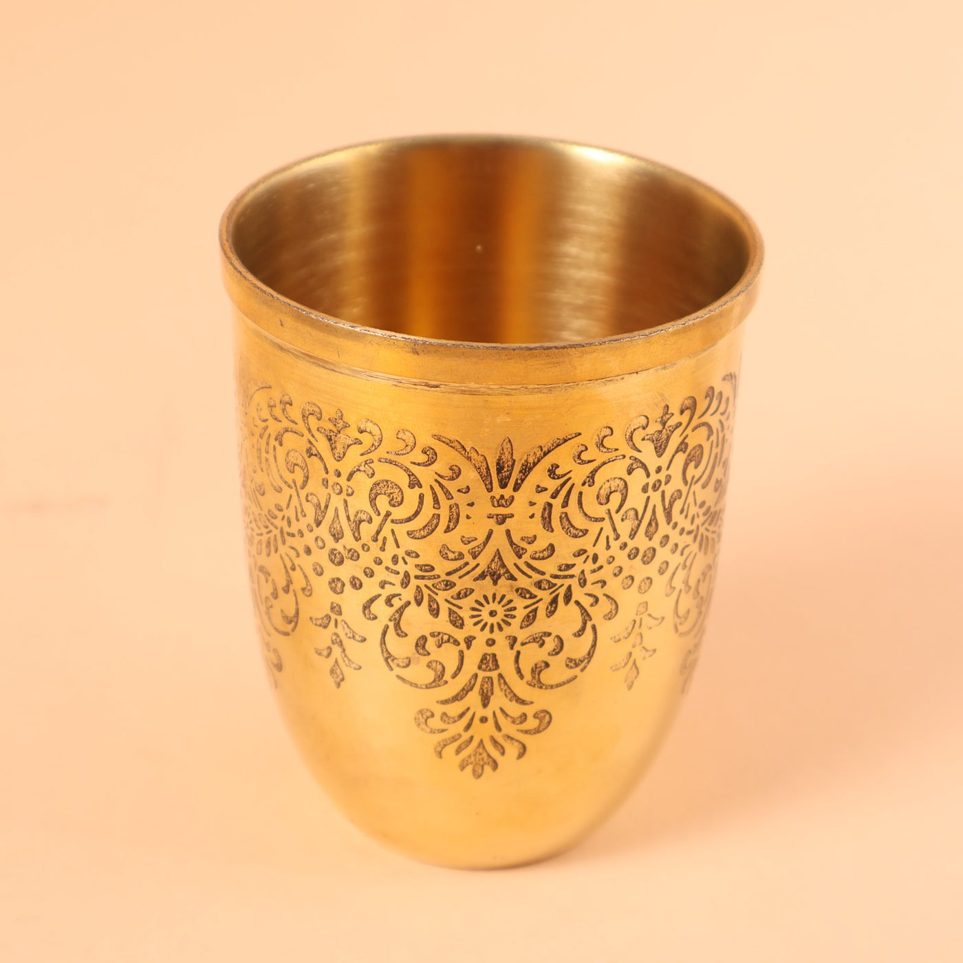 CD306 - Floral Engraved Brass Tumbler Set of 2 image 1
