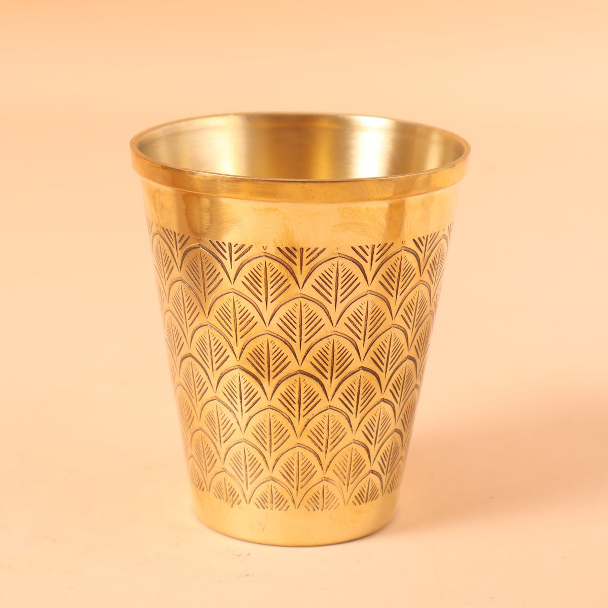 Geometric Engraved Brass Tumbler Set of 2