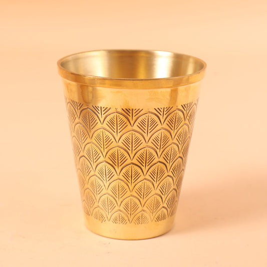 CD307 - Geometric Engraved Brass Tumbler Set of 2 image 1