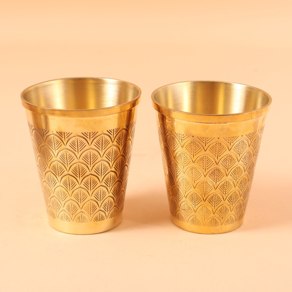 CD307 - Geometric Engraved Brass Tumbler Set of 2 image 2