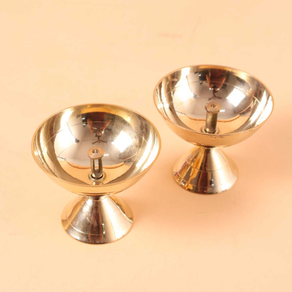 CD309 - Silver-Tone Pedestal Diya Set of 2 image 2