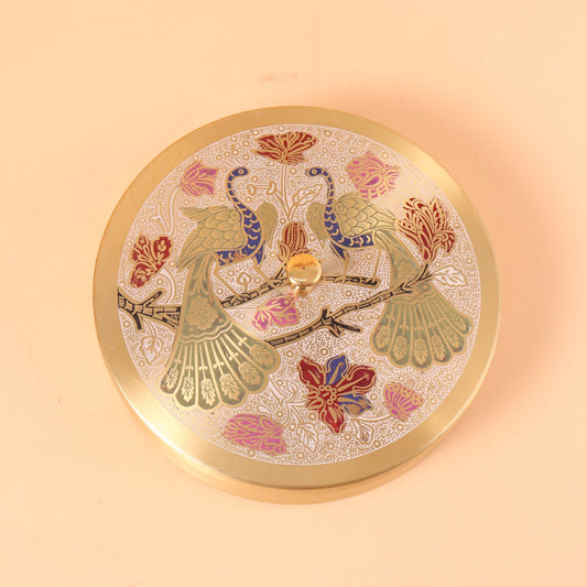 CD315 - Peacock Motif Brass Spice Box image 1