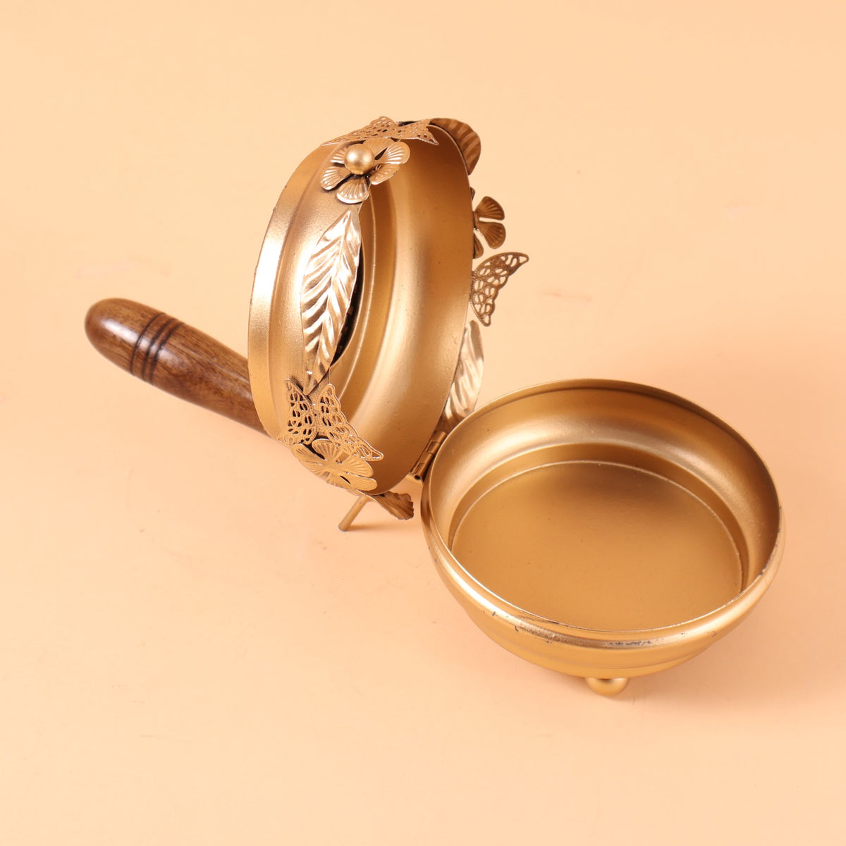 CD316 - Brass Incense Burner with Wooden Handle image 2