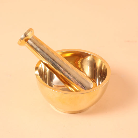 CD321 - Brass Mortar and Pestle Set image 1