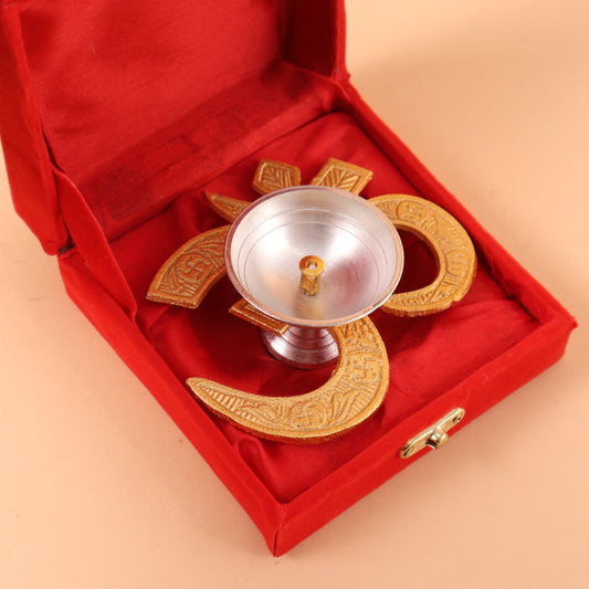 CD323 - Om Decorative Diya with Velvet Gift Box image 2
