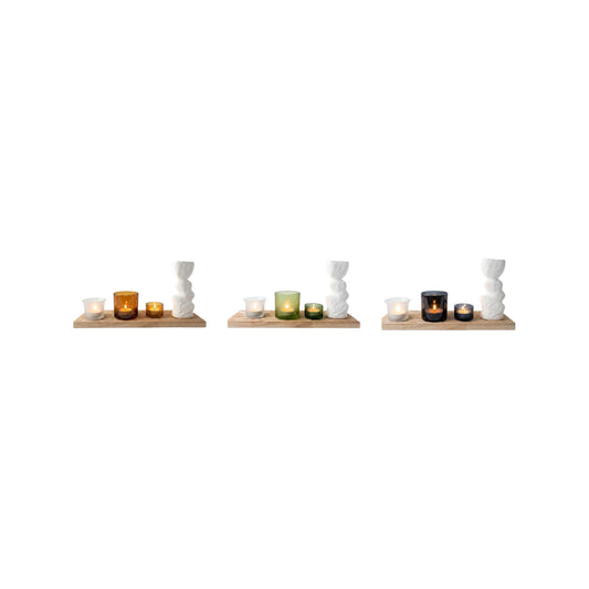 CD553 - TRAY WITH 3 TEA LIGHT CANDLES & VASE