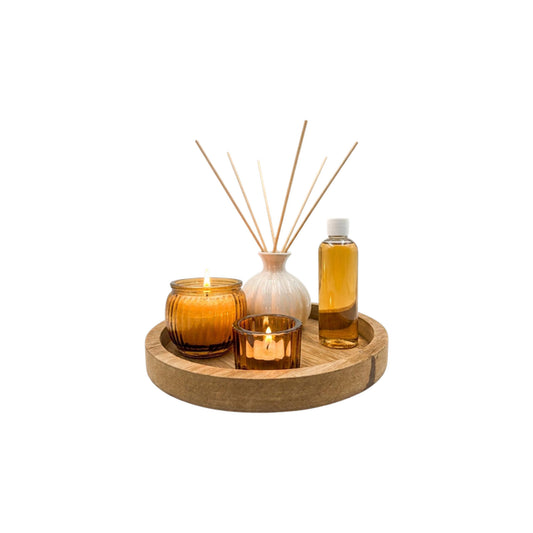 CD554 - ROUND WOODEN TRAY SET