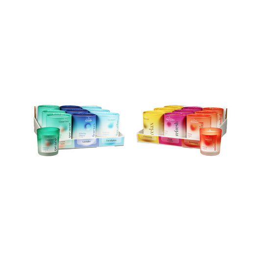 CD582 - AROMATHERAPY SCENTEDGLASS CANDLE IN TUBE BOX 9 PCS IN DISPLAY