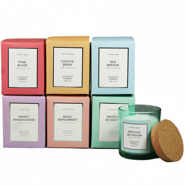 CD616 - LUME COLLECTION SCENTED GLASS CANDLE WITH CORK LID