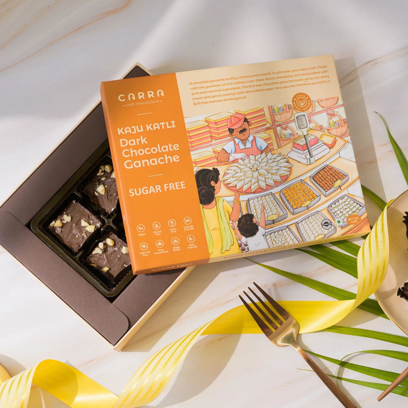 BSE159 - Carra Sugar-Free Kaju Katli Dark Chocolate Ganache