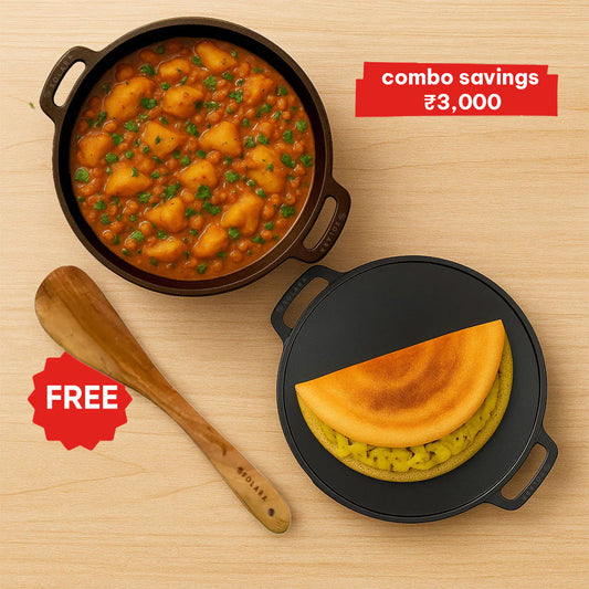 SOLARA Cast Iron Kadhai and Tawa Combo