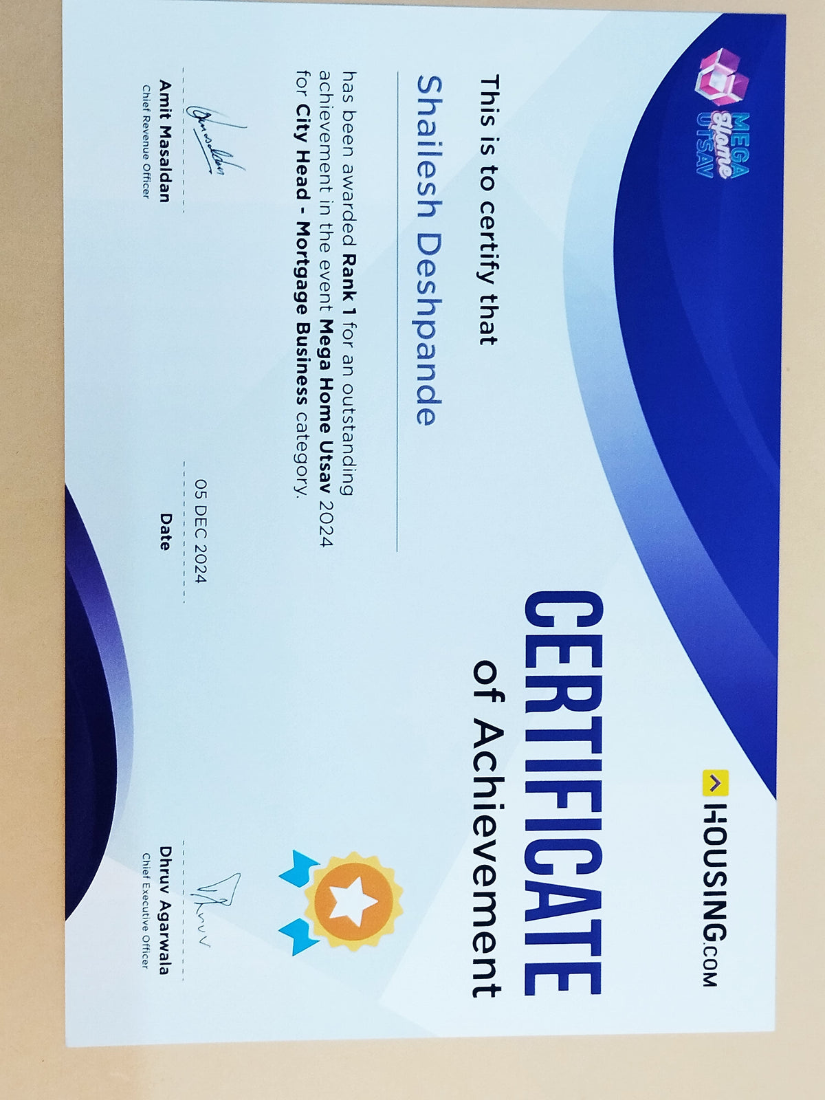BSTM41- Housing Certificate