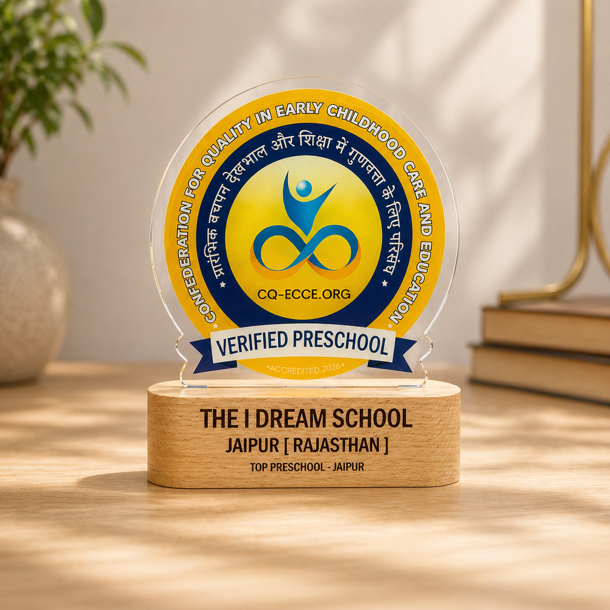 BSTM82 - Personalised Acrylic Award Plaque with Wooden Base - Image 3