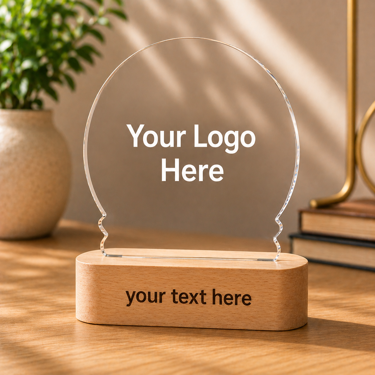 BSTM82 - Personalised Acrylic Award Plaque with Wooden Base - Image 2