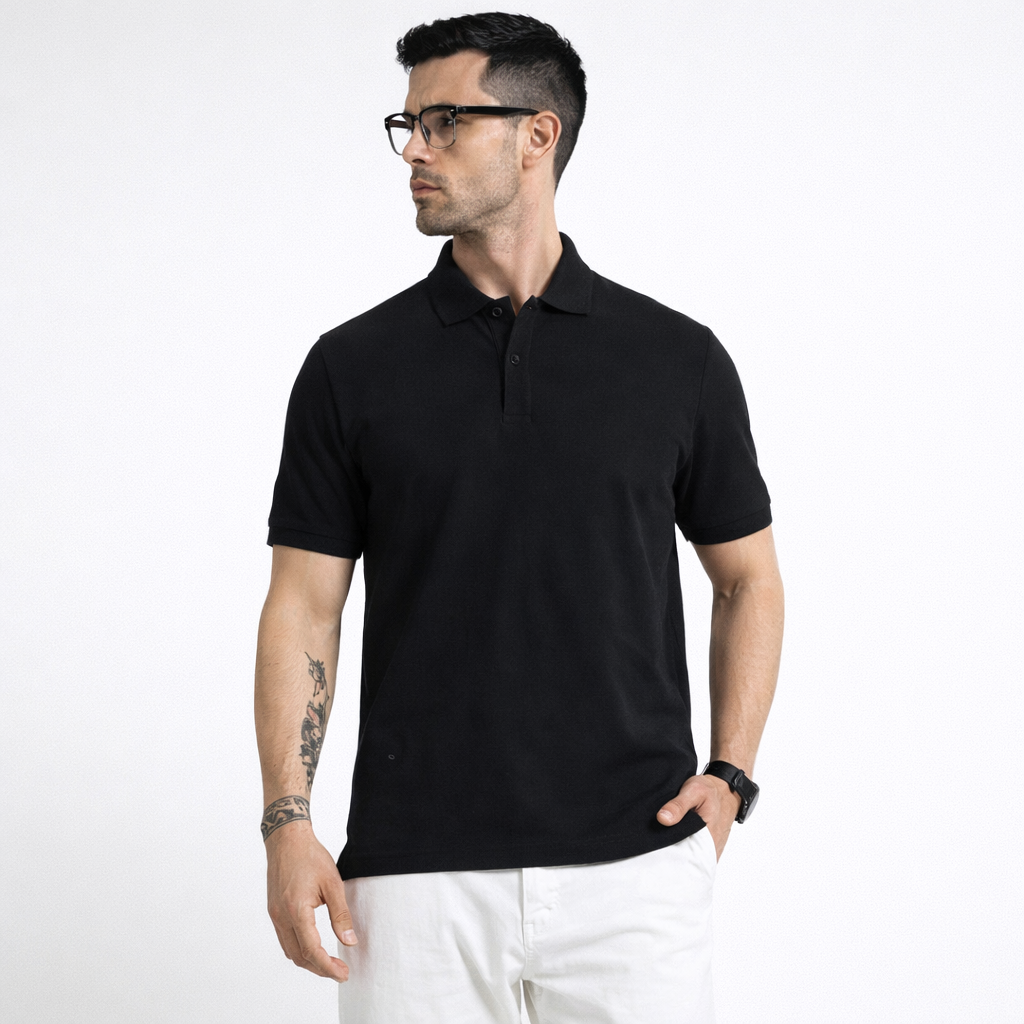 BST21- Mark & Spencer Jacquard Polo T-Shirt