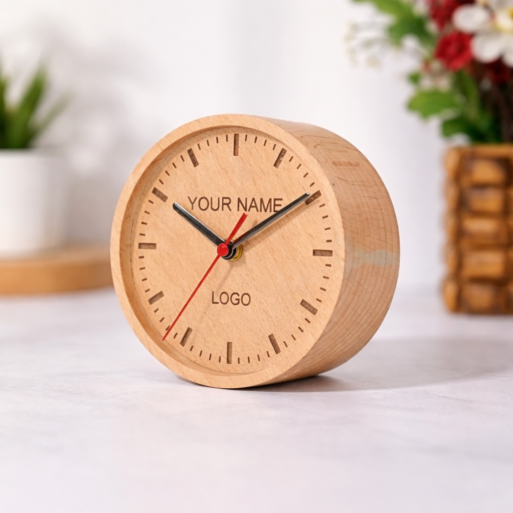 OE134 - Personalised Premium Wooden Desk Clock - Image 3