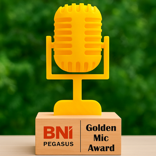 BSTM72 - Custom 3D Mic Trophy with Beech Wood Base – A Spotlight-Worthy Award