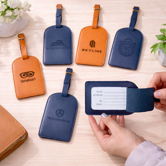 OE129 - Personalised Vegan Leather Bag Tags with Company Logo