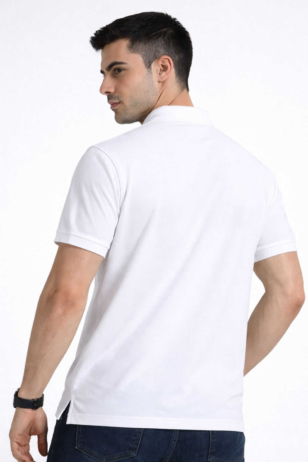 BST21- Mark & Spencer Jacquard Polo T-Shirt